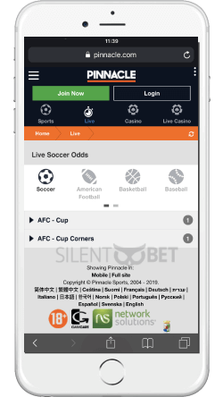 Live betting on Pinnacle App for iPhones