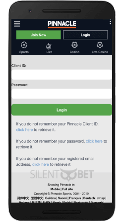Pinnalcle mobile login page thru Android