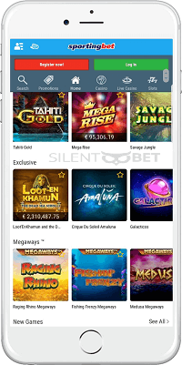 Casino section in Sportingbet's iOS app