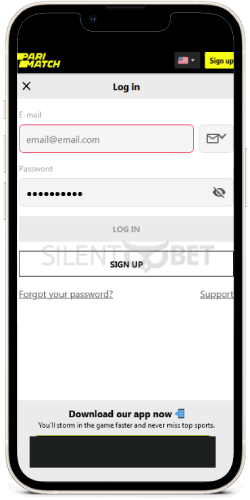 Parimatch mobile login iOS