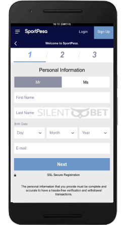 sportpesa mobile registration thru android