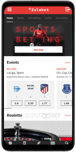 ZulaBet mobile betting thru Android
