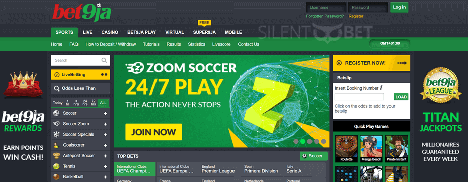 bet9ja sports betting homepage