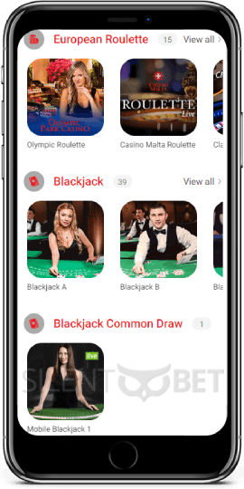 Live casino in OlyBet iOS app