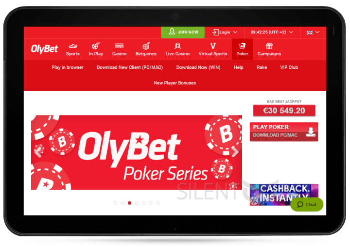 Mobile website of OlyBet