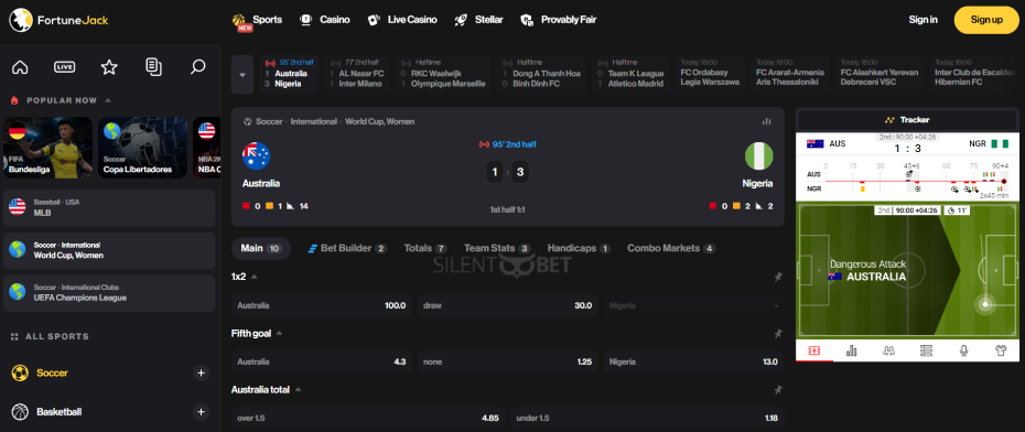 FortuneJack live betting