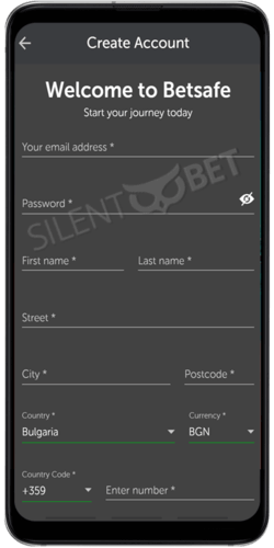 betsafe mobile registration form