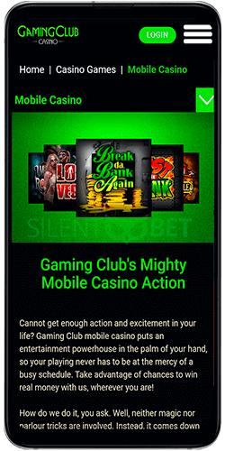 Gaming Club mobile casino app