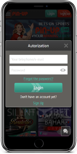 PinUp Bet mobile login on iOS