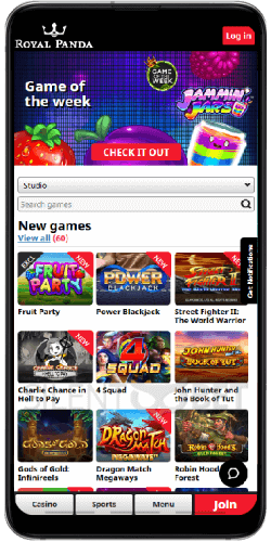 Royal Panda mobile casino on Android
