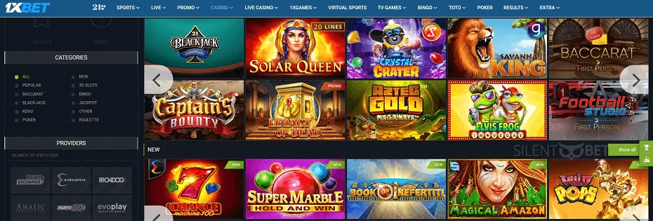 1xBet casino games