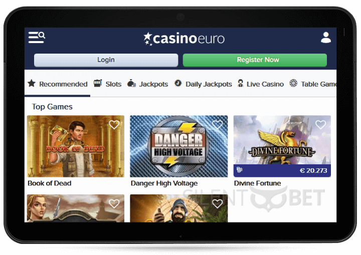 CasinoEuro Mobile Version on Tablet