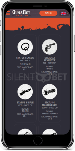 Gunsbet mobile vip on iPhone