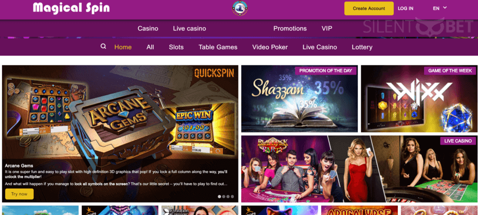 magical spin casino homepage