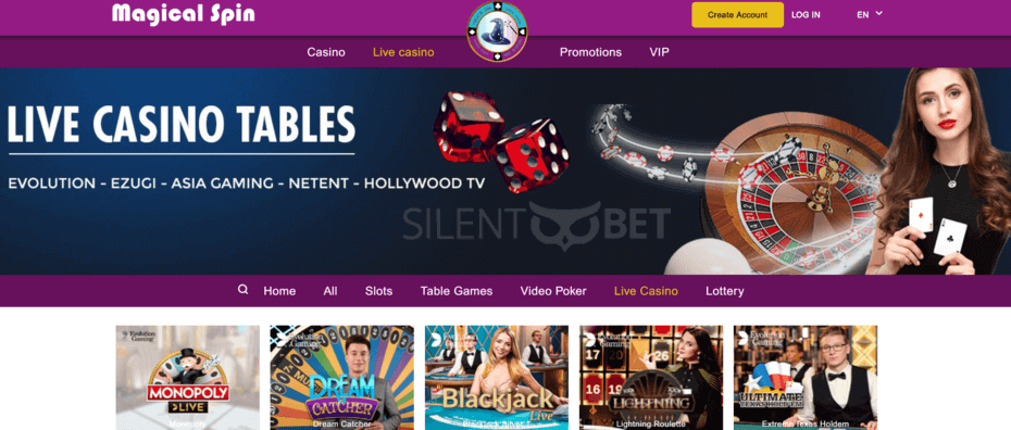 magical spin live casino