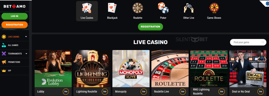 Betamo Casino Live Games