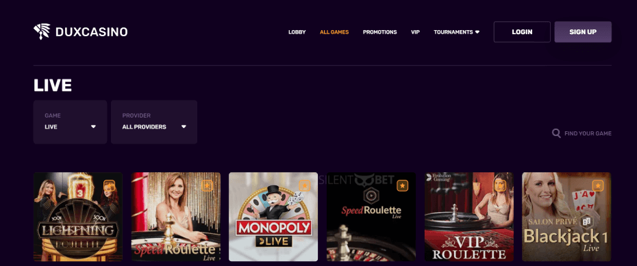 Duxcasino Live Games