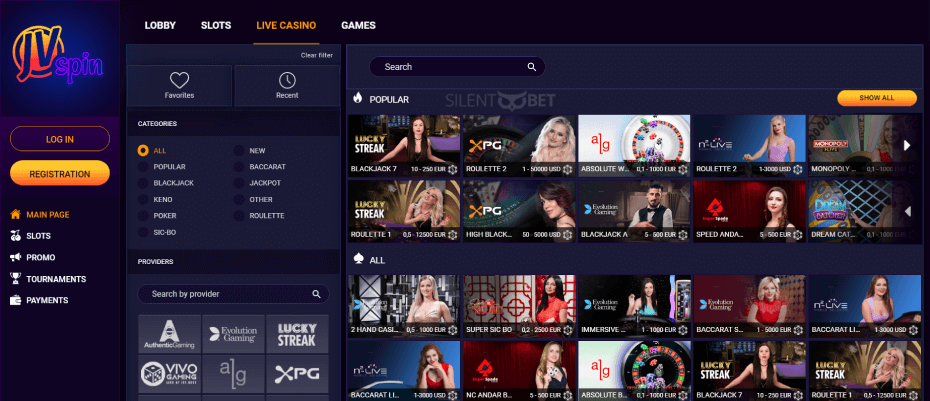 JVSpin Casino Live Games