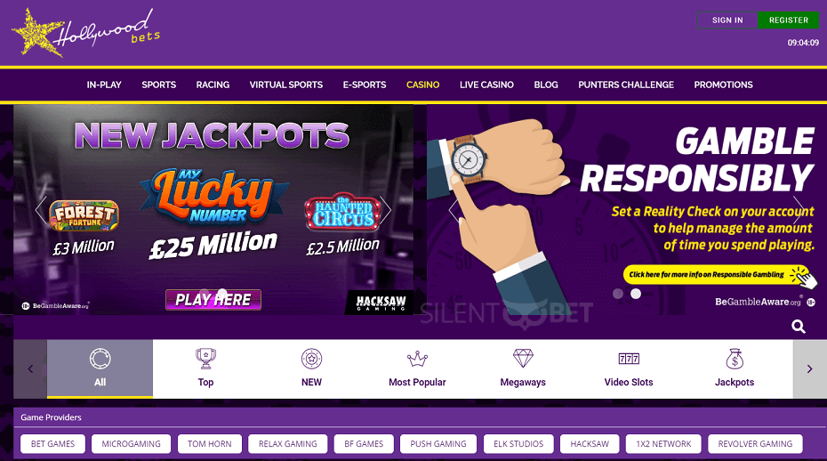 Hollywoodbets casino navigation