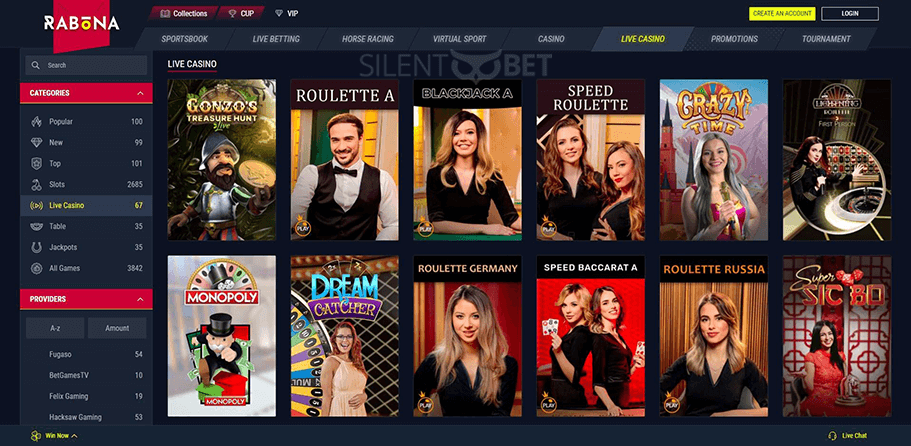 Rabona Casino Live Dealer Games