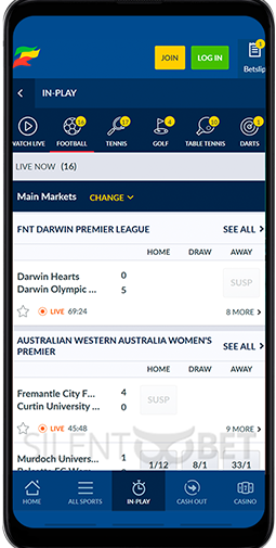 Coral mobile live betting section of Android