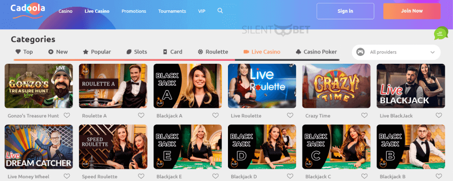 Cadoola Casino Live Games