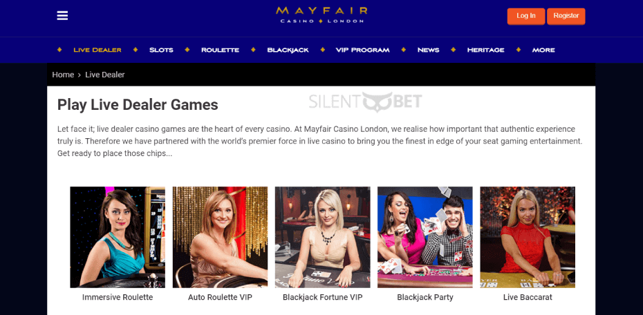 Mayfair Casino Live Games