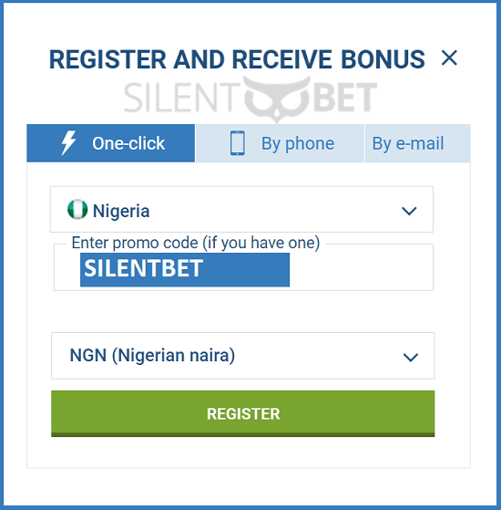 1xbet Nigeria bonus code enter