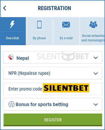 1xbet Nepal bonus code enter