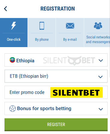 1xbet Ethiopia bonus code enter