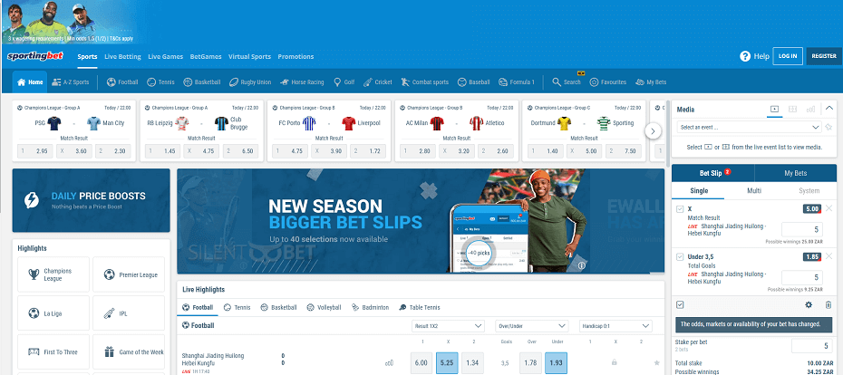 Sportingbet South Africa site design