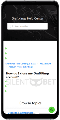 DraftKings mobile account closure