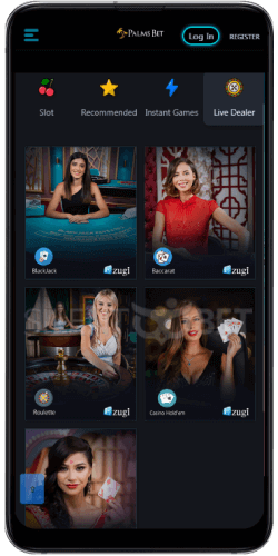 Palms Bet mobile live casino Android