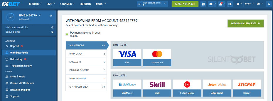 1xbet how to withdraw
