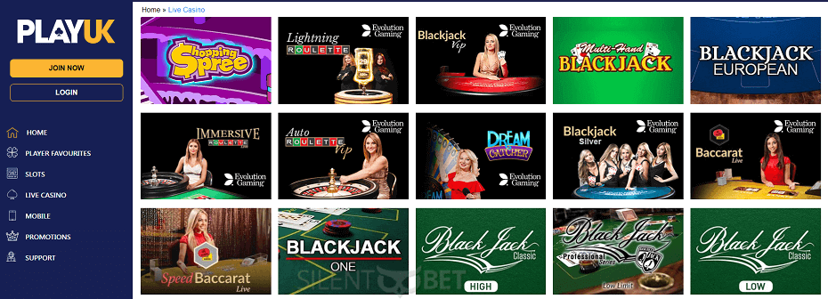 PlayUK casino live dealers