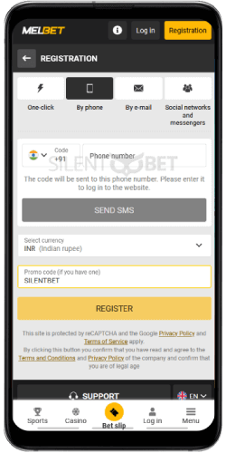 Melbet signup on mobile