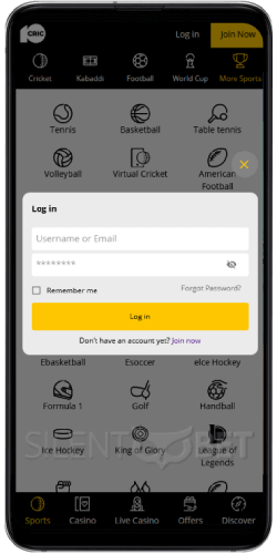 10cric log in via app