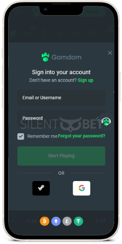 Gamdom Casino Login on iOS