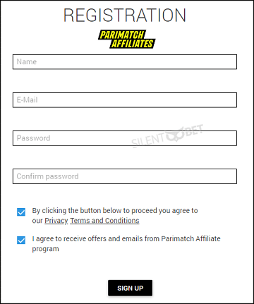 Parimatch Affiliate signup form