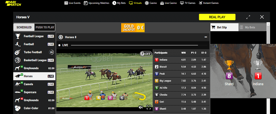 Parimatch live horse racing