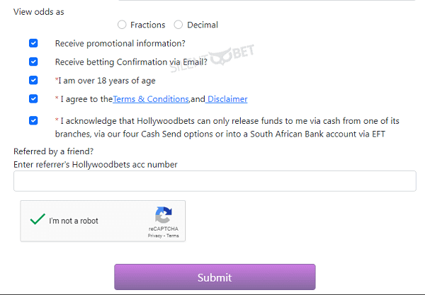 hollywoodbets register terms