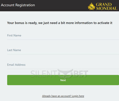 sign up steps at grand mondial casino