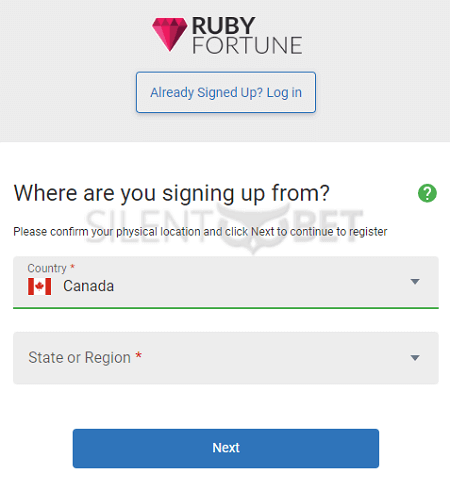 register at ruby fortune casino