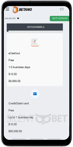 betano withdrawal on mobile