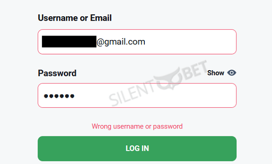 betano wrong login