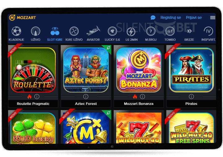 Mozzart Casino mobilna verzija na tabletu