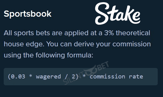 stake sportsbook commissions formula