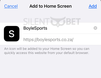 how to add boylesports to ios homescreen