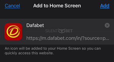 dafabet add to home screen ios