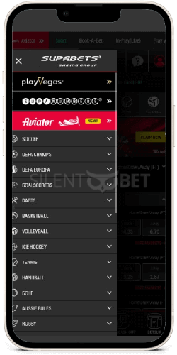 supabets mobile menu iOS